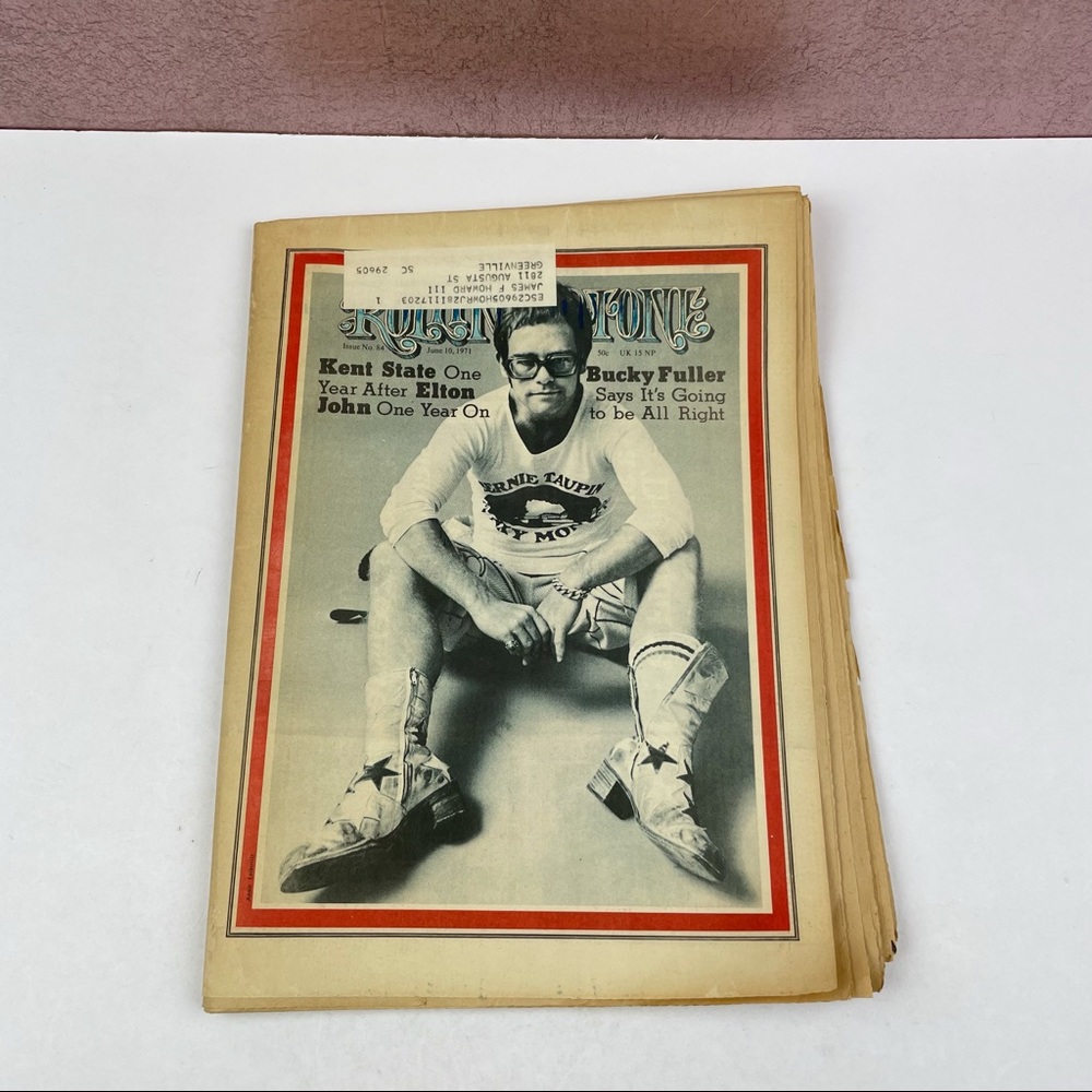 Vintage Rolling Stone Magazine Elton John Bucky Fuller June 10, 1971 Music Art